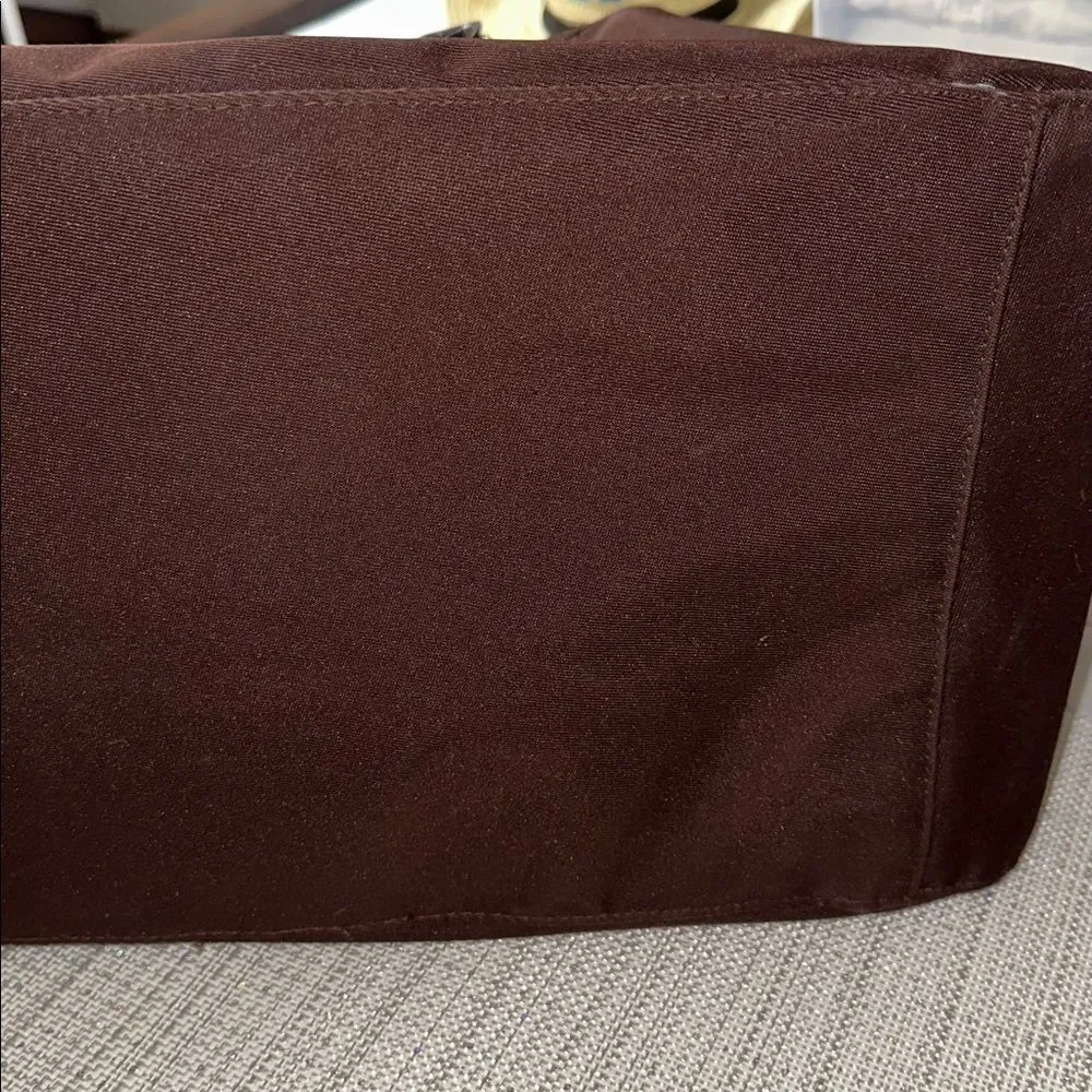 KC Sig Brown Canvas Faux Leather Silver Tone Hardware Duffel Bag with a Strap